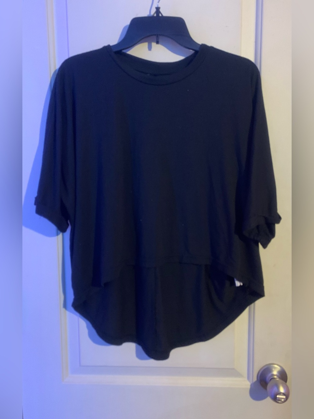 SHEIN Black Relaxed High-Low Short Sleeve Tee